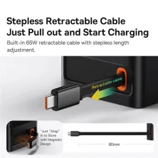 Сетевое зарядное устройство Baseus GaN5 PowerCombo Digital PowerStrip 65W 2AC+USB+Type-C + кабель Baseus Type-C to Type-C 100W 20V/5A 1м Черный