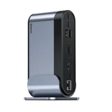 USB-хаб Baseus 16in1 Working Station Multifunctional HUB Adapter Type-C to USB3.0*3, USB2.0*2, SD, microSD, Type-C*2, 4KHDMI, VGA, AUX, RG45 Сірий