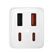 Мережевий зарядний пристрій Baseus GaN6 Pro 65W 2USB+2Type-C + кабель Baseus Type-C to Type-C 100W 20V/5A 1м Білий