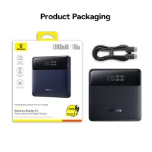 УМБ Baseus Blade H1 20000mAh 100W с технологией QC3.0+PD3.0 + кабель Type-C to Type-C 100W 20V/5A 1м Черный
