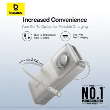 УМБ Baseus Free2Pull with Retractable Cable 20000mAh 65W с технологией QC3.0+PD3.0 и Type-C кабелем 60W Серый