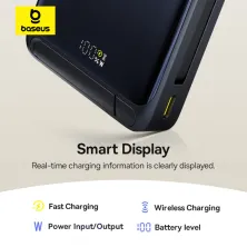 УМБ Baseus Nomos Qi2 Kickstand Magnetic 10000mAh 45W QC3.0+PD3.0 з функцією MagSafe и Qi2 15W и Type-C кабелем 45W Чорний
