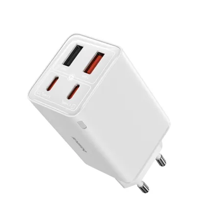 Мережевий зарядний пристрій Baseus GaN6 Pro 65W 2USB+2Type-C + кабель Baseus Type-C to Type-C 100W 20V/5A 1м Білий