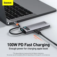 USB-хаб Baseus 6in1 Metal Gleam 6-Port Type-C HUB Adapter Type-C to USB3.0*3, Type-C(PD)*1, 4KHDMI, RJ45 Серый