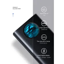 УМБ Baseus Amblight 30000mAh 65W 6A с технологией QC3.0+PD3.0 + кабель Baseus Xiaobai series Type-C to Type-C 100W 20V/5A 1м Черный