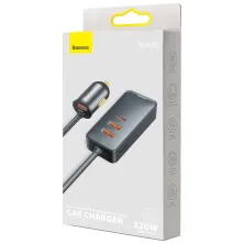 Автомобільний зарядний пристрій Baseus Share Together PPS multi-port Fast Charging Car Charge 120W 3USB+Type-C з подовжувачем 1.5м Сірий