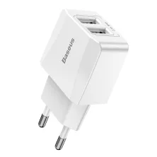 Сетевое зарядное устройство Baseus Mini Dual-U Charger 2USB 2.1A Белый