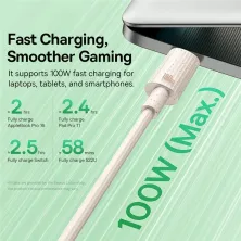 Кабель Baseus Habitat Series Fast Charging Data Cable USB to Type-C 100W 20V 5A 1m Рожевий