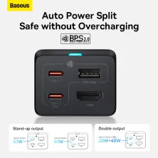 Сетевое зарядное устройство Baseus GaN5 Pro Desktop Fast Charger 67W USB+2Type-C+HDMI + кабель Baseus Type-C to Type-C 100W 20V/5A 1м Черный