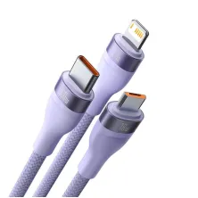 Кабель Baseus Flash Series 2 3-in-1 Fast Charging Data Cable USB to Lightning+Type-C+MicroUSB 100W 1.2m Фіолетовий