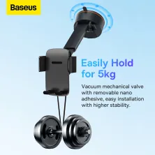 Автодержатель для телефона Baseus Easy Control Clamp Car Mount Holder Pro Suction Cup Version на торпедо и в воздуховод Черный