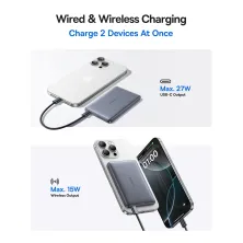 УМБ Baseus PicoGo AM41 Ultra-Slim Qi2 Magnetic 10000mAh 27W QC3.0+PD3.0 з функцією MagSafe и Qi2 15W Сірий