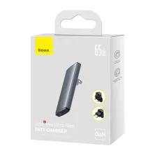 Сетевое зарядное устройство Baseus GaN5 Pro Ultra-Slim Fast Charger 65W USB+Type-C + кабель Baseus Type-C to Type-C 100W 20V/5A 1м Универсальное Серый