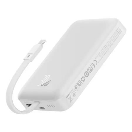 УМБ Baseus Magnetic Mini Wireless Fast Charge 10000mAh 30W 3A QC3.0+PD3.0 з функцією MagSafe та Qi 15W і Type-C 30W кабелем Білий