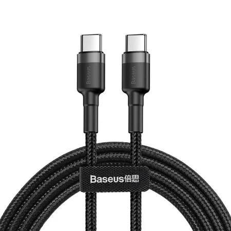 Кабель Baseus Cafule Flash Charging Data Line Cable Type-C to Type-C PD 2.0 QC 3.0 60W 20V 3A 2m Чорний