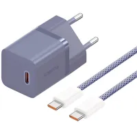 Сетевое зарядное устройство Baseus GaN5 Mini Fast Charger 1C PD3.0 30W Type-C 3A + кабель Baseus Type-C to Type-C 100W 20V/5A 1м Фиолетовый