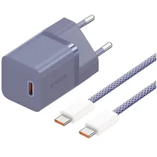Сетевое зарядное устройство Baseus GaN5 Mini Fast Charger 1C PD3.0 30W Type-C 3A + кабель Baseus Type-C to Type-C 100W 20V/5A 1м Фиолетовый