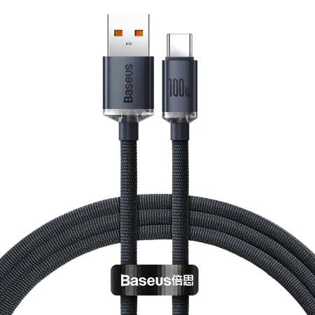 Кабель Baseus Crystal Shine Series Fast Charging Data Cable USB to Type-C 100W 20V 5A 1.2m Чорний