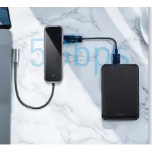 USB-хаб Baseus 5in1 Multi-functional 5-Port Type-C HUB Adapter Type-C to USB3.0*3, Type-C(PD)*1, 4KHDMI Сірий