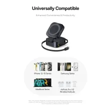 Бездротовий зарядний пристрій Baseus PicoGo Series 2-in-1 Magnetic з функцією MagSafe і Qi2 15W та вбудованим кабелем Type-C 67W Чорний