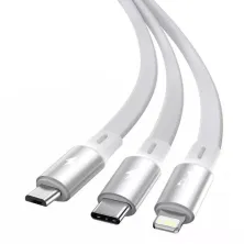 Кабель Baseus Bright Mirror Retractable 3-in-1 Fast Charging Data Cable USB to Lightning+Type-C+MicroUSB 3.5А 1.2m Белый