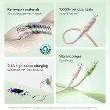 Кабель Baseus Habitat Series Fast Charging Data Cable Type-C to Lightning PD 20W 2m Рожевий