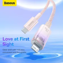 Кабель Baseus Explorer Series with Smart Temperature Control Fast Charging Data Cable Type-C to Lightning PD 20W 1m Рожевий