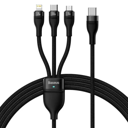 Кабель Baseus Flash Series 2 3-in-1 Fast Charging Data Cable Type-C to Lightning+Type-C+MicroUSB 100W 1.5m Чорний