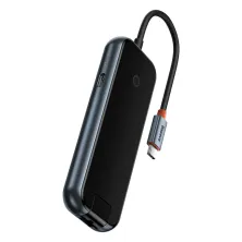 USB-хаб Baseus 6in1 AcmeJoy 6-Port Type-C HUB Adapter Type-C to USB3.0*2, USB2.0*1, Type-C*1, 4KHDMI, RJ45 Сірий