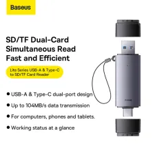 Кардрідер Baseus Lite Card Card Reader USB/Type-C, SD/TF Cards Сірий