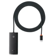 USB-хаб Baseus 4in1 Lite Series 4-Port Type-C HUB Adapter Type-C to USB3.0*4 кабель 2м Чорний