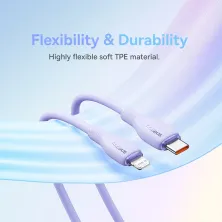 Кабель Baseus Pudding Series Fast Charging Data Cable Type-C to Lightning PD 20W 2m Фіолетовий