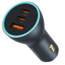 Автомобильное зарядное устройство Baseus Golden Contactor Pro GaN Fast Charging Car Charger 65W USB+2Type-C Серый