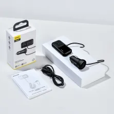 AUX/FM-трансмиттер Baseus S-16 MP3 VAW авто адаптер ресивер магнитолы 2USB 3.1A Черный