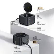 USB-хаб з Бездротовою зарядкою Baseus 7in1 MagPro Series 2 7-Port Type-C HUB Adapter Type-C to USB3.2*2, Type-C3.2*1, Type-C(PD)*1, 4KHDMI, SD/TF 3.0 Чорний