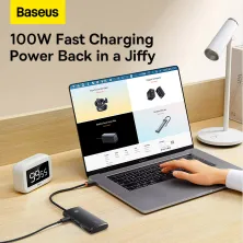 USB-хаб Baseus 6in1 Lite Series 6-Port Type-C HUB Adapter Type-C to USB3.0*2, Type-C(PD)*1, 4KHDMI, TF, SD  Чорний