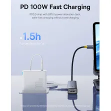 USB-хаб Baseus 7in1 UltraJoy AIR 7-Port Type-C HUB Adapter Type-C to USB3.0*2, Type-C(PD)*1, 4KHDMI, AUX, SD/TF 3.0 Серый