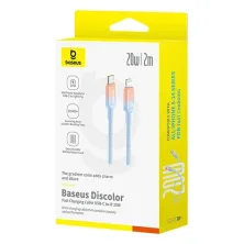 Кабель Baseus Discolor Series Fast Charging Data Cable Type-C to Lightning PD 20W 2m Блакитний