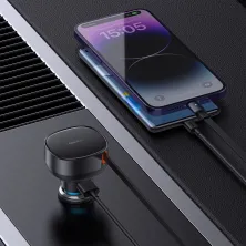 Автомобильное зарядное устройство Baseus Enjoyment Pro Retractable 55W USB и c встроенным кабелем Lightning  0.70м Черный