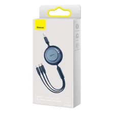Кабель Baseus Bright Mirror 2 Series Retractable 3-in-1 Fast Charging Data Cable USB to Lightning+Type-C+MicroUSB 3.5А 1.1m Синий