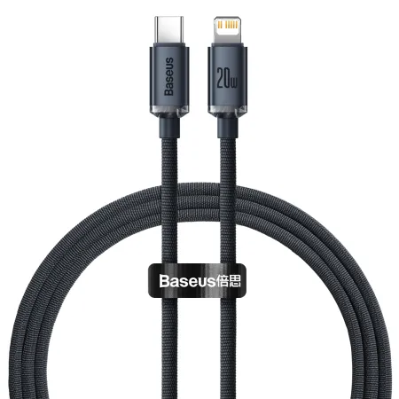 Кабель Baseus Crystal Shine Series Fast Charging Data Cable Type-C to Lightning PD 20W 1.2m Чорний