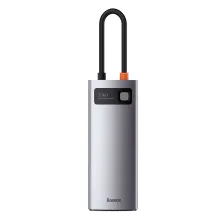 USB-хаб Baseus 5in1 Metal Gleam 5-Port Type-C HUB Adapter Type-C to USB3.0*3, Type-C*1, 4KHDMI Сірий