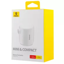 Портативний аккумуляторный насос Baseus PocketGo Portable Air Pump 1600mAh с фонариком Белый