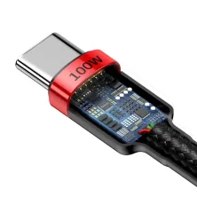 Кабель Baseus Cafule Flash Charging Data Line Cable Type-C to Type-C PD 2.0 QC 3.0 100W 20V 5A 2m Чорно-Червоний