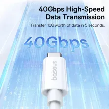 Кабель Baseus Superior 2 Series Fast Charging Data Cable Type-C to Type-C 240W 8K@60Hz 40Gbps 1.8m Білий