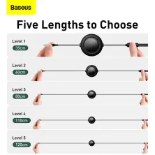 Кабель Baseus Bright Mirror Retractable 3-in-1 Fast Charging Data Cable USB to Lightning+Type-C+MicroUSB 66W 1.2m Черный