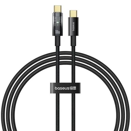 Кабель Baseus Explorer Series Auto Power-Off Fast Charging Data Cable Type-C to Type-C 100W 20V 5A 1m Черный