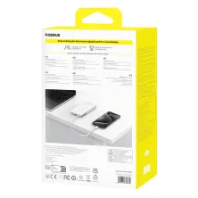 УМБ Baseus Bipow 2 with USB-C Cable 10000mAh 20W с технологией QC3.0+PD3.0 и Type-C кабелем 20W Белый