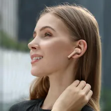 Беспроводные Bluetooth наушники Baseus Encok TWS W06 с функцией беспроводной зарядки Qi Розовый