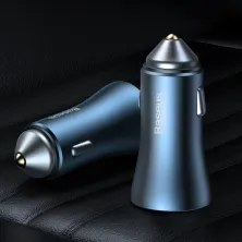 Автомобільний зарядний пристрій Baseus Golden Contactor Pro Dual Quick Charger Car Charger 40W USB+Type-C Блакитний